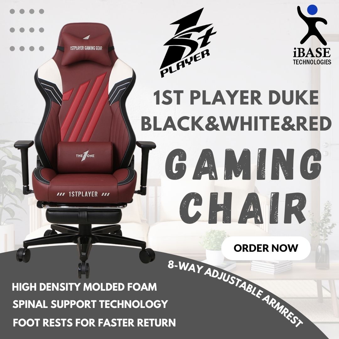 1ST Player DUKE Black&White&Red Gaming Chair